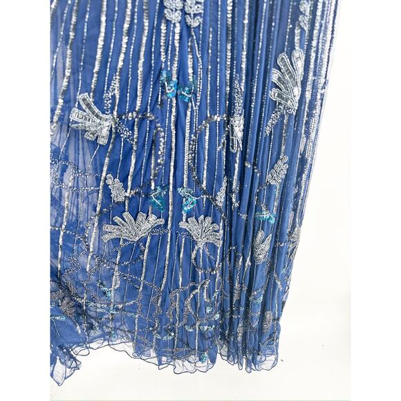 Mac Duggal 5226 Navy Blue V-Neck Sequin Sleeveless Gown Size 2 New - Picture 4 of 9